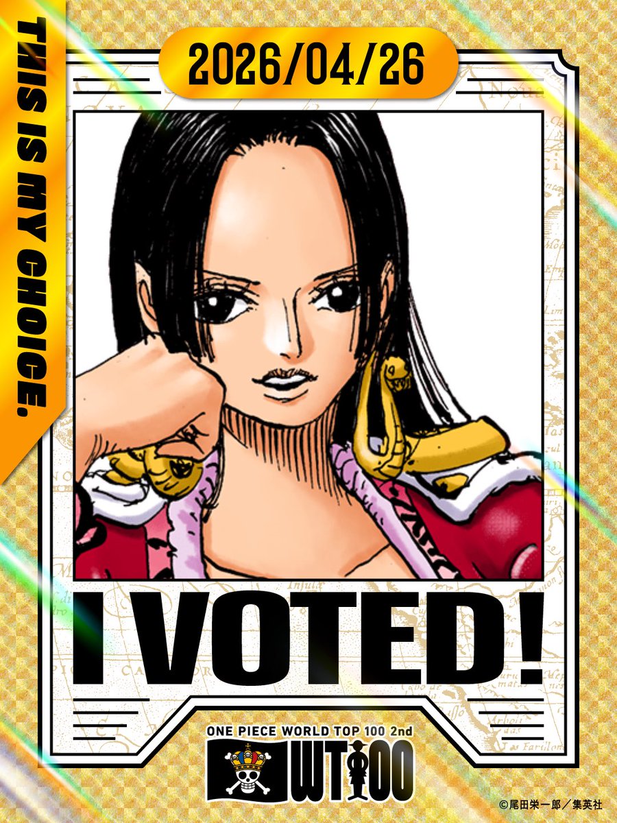 thirteencat13's tweet photo. 第2回 ONE PIECE
キャラクター世界人気投票

😤🏅✨

「ボア・ハンコック」に投票しました！
.

https://t.co/lFYAcuJbh8
#ONEPIECE #ONEPIECE_WT100 https://t.co/pXrRCZo8BP