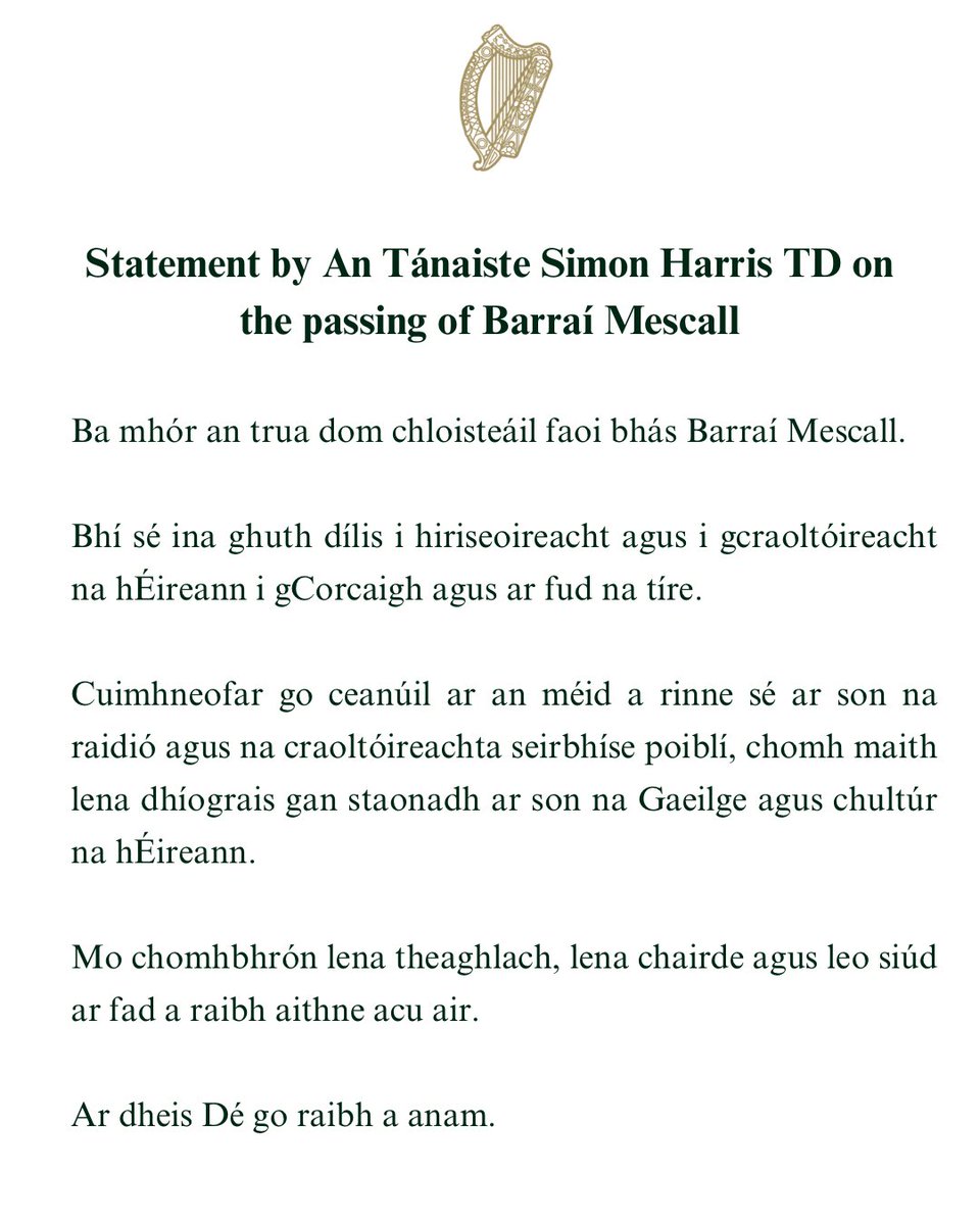 Simon Harris TD tweet media
