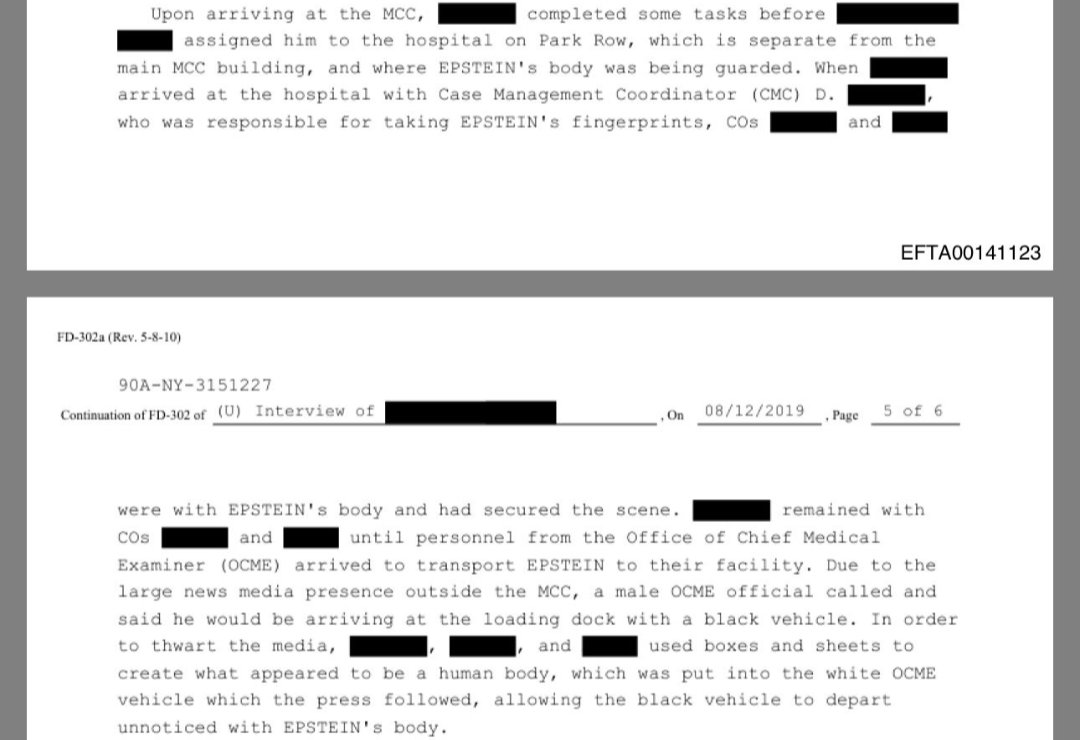 Epstein Files: FBI document discusses how a DECOY dead body was used after Jeffery Epstein supposedly died.

Reference: EFTA00141123