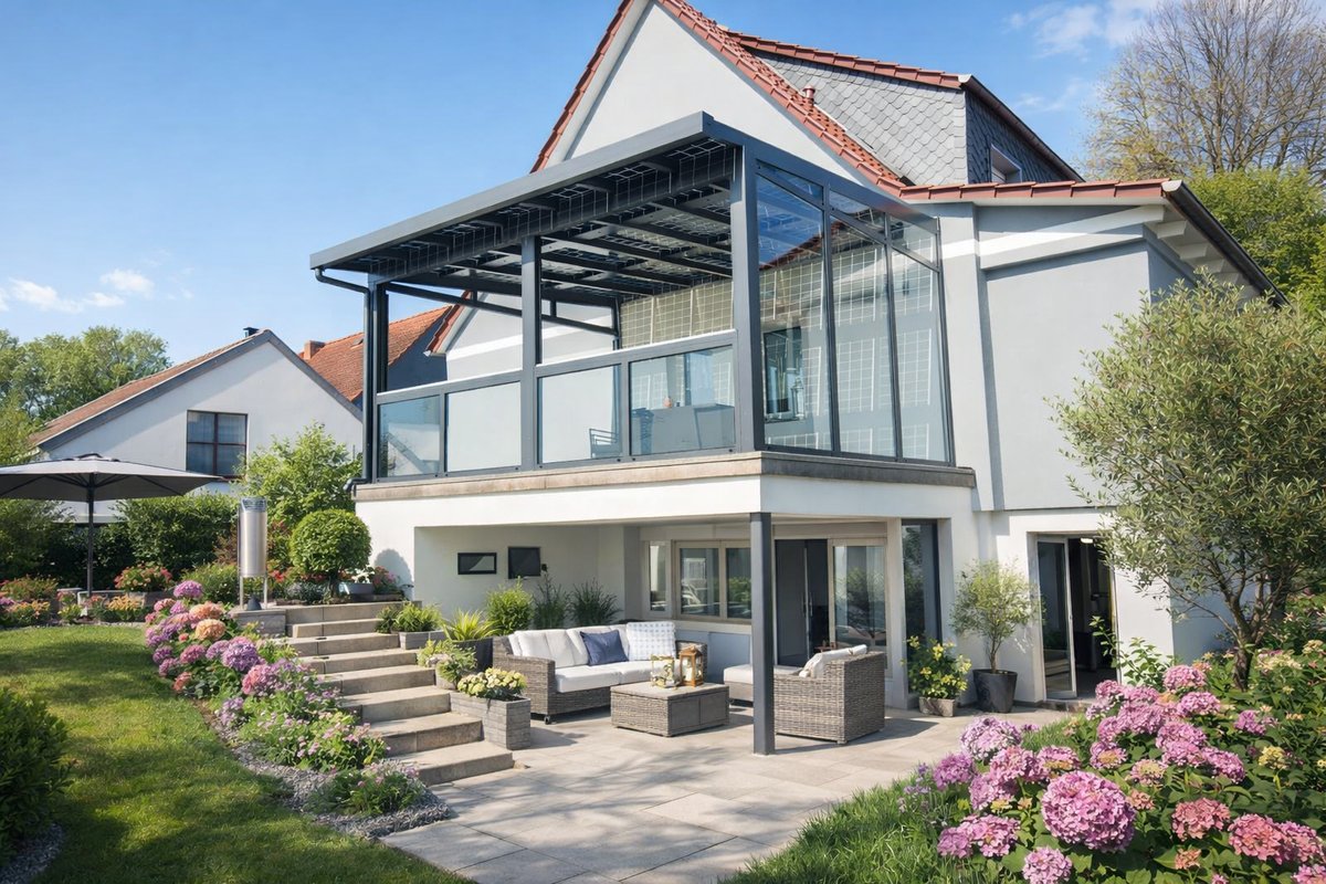 Easycarport's tweet photo. Mit einer #Solarterrasse mit #PremiumSolarglas wird Ihr Zuhause zum eigenen Kraftwerk – stilvoll, effizient und zukunftssicher.☀️

👉 Würden Sie hier Ihren Feierabend verbringen?

 #solarcarport #solarenergie #photovoltaik #eigenstrom #hausdesign #energieeffizienz https://t.co/mGkiQJQHz5