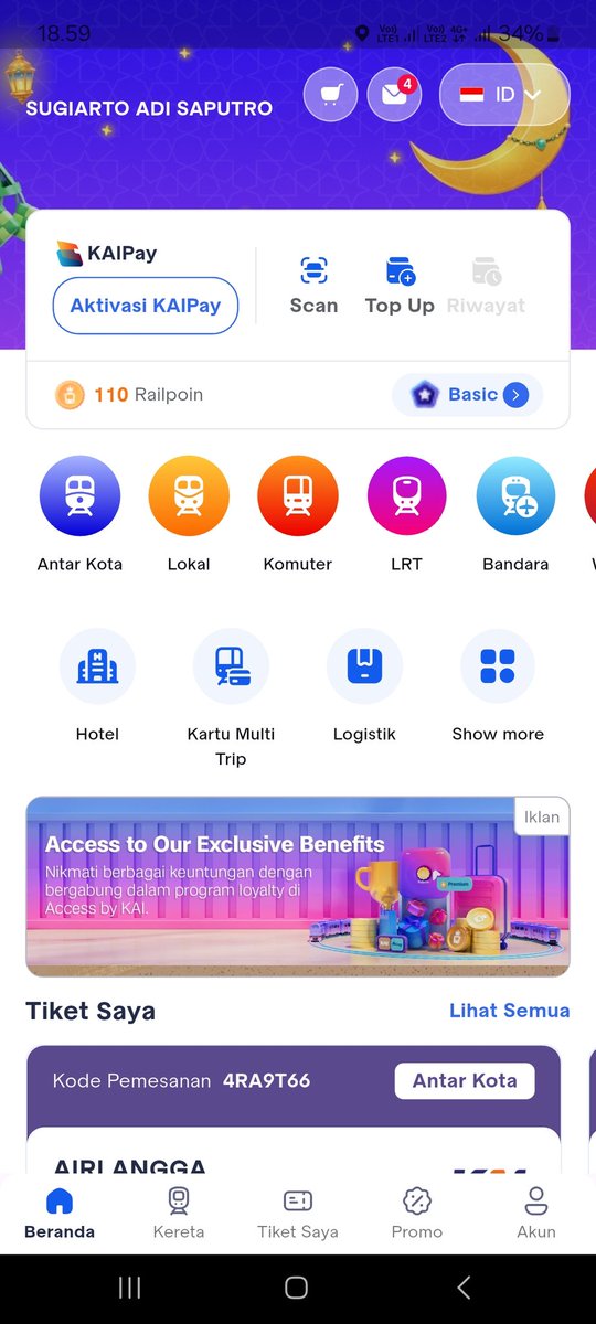 saputradi98's tweet photo. @KAI121 halo min, mau tanya dan diskusi dong, terkait perhitungan poin ini dihitung dari tiap transaksi kah? Atau seperti apa ya? Karna terakhir tadi saya beli tiket melalu aplikasi ini, poin tidak bertambah, mohon pencerahannya, makasih https://t.co/yENIp9KxKI