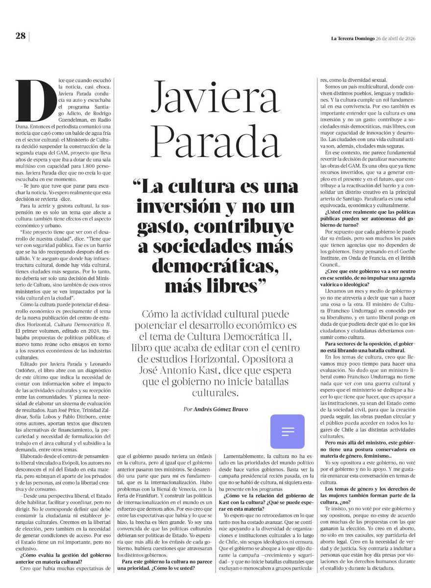 javiparada's tweet photo. “La cultura es una inversión y no un gasto, contribuye a sociedades más democráticas, más libres”, les comparto entrevista de Andrés Gomez sobre la publicación de Cultura Democrática II ¿Cómo la cultura puede potenciar el desarrollo económico? https://t.co/lxO745sOdL https://t.co/eihuIovo4h