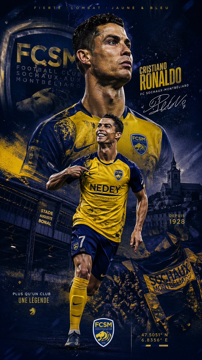 🚨 OFFICIEL 

En cas de montée en ligue 2 Cristiano Ronaldo serait intéressé à rejoindre le FC Sochaux-Montbéliard, le Portugais à qui il reste encore un contrat jusqu’à la fin de la saison voudrais relever un dernier défi dans ça carrière. 💛💙🇵🇹