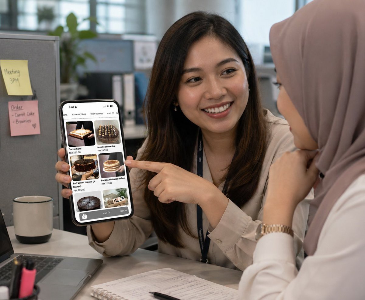 OrderlaMy's tweet photo. Nak order kek untuk office? Tak perlu pening 😄

Orderla bantu:
✔️ Paparan menu yang clear &amp; menarik
✔️ Senang share dengan team
✔️ Order terus tanpa WA panjang-panjang

Small action, big conversion 🚀
Office pun boleh jadi tempat jualan paling senyap… tapi power. https://t.co/Ru1h69Ka7R
