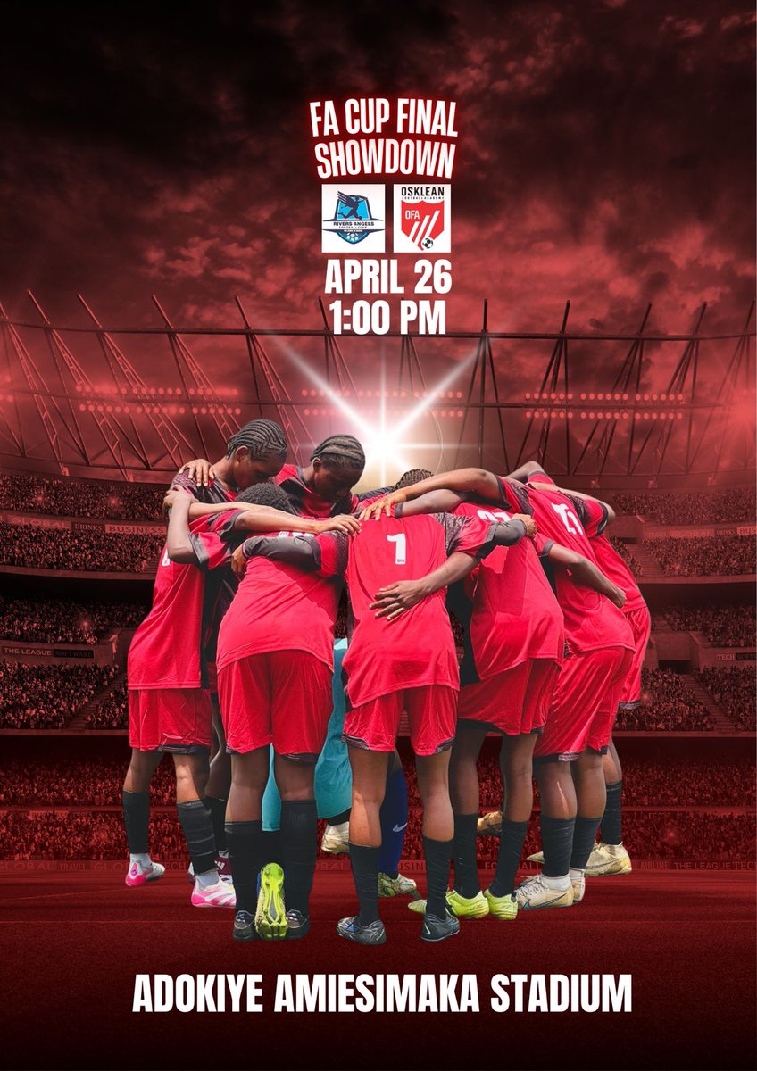 OskleanFA's tweet photo. RIVERS STATE FA CUP FINAL is upon us as we are ready to play Rivers Angels this afternoon.
Before this final we won our last match 7-1.

We hoping to win our fist FA Cup final against Rivers Angels.

 #OskleanFA #FACup #riverstate https://t.co/hRSET28owi