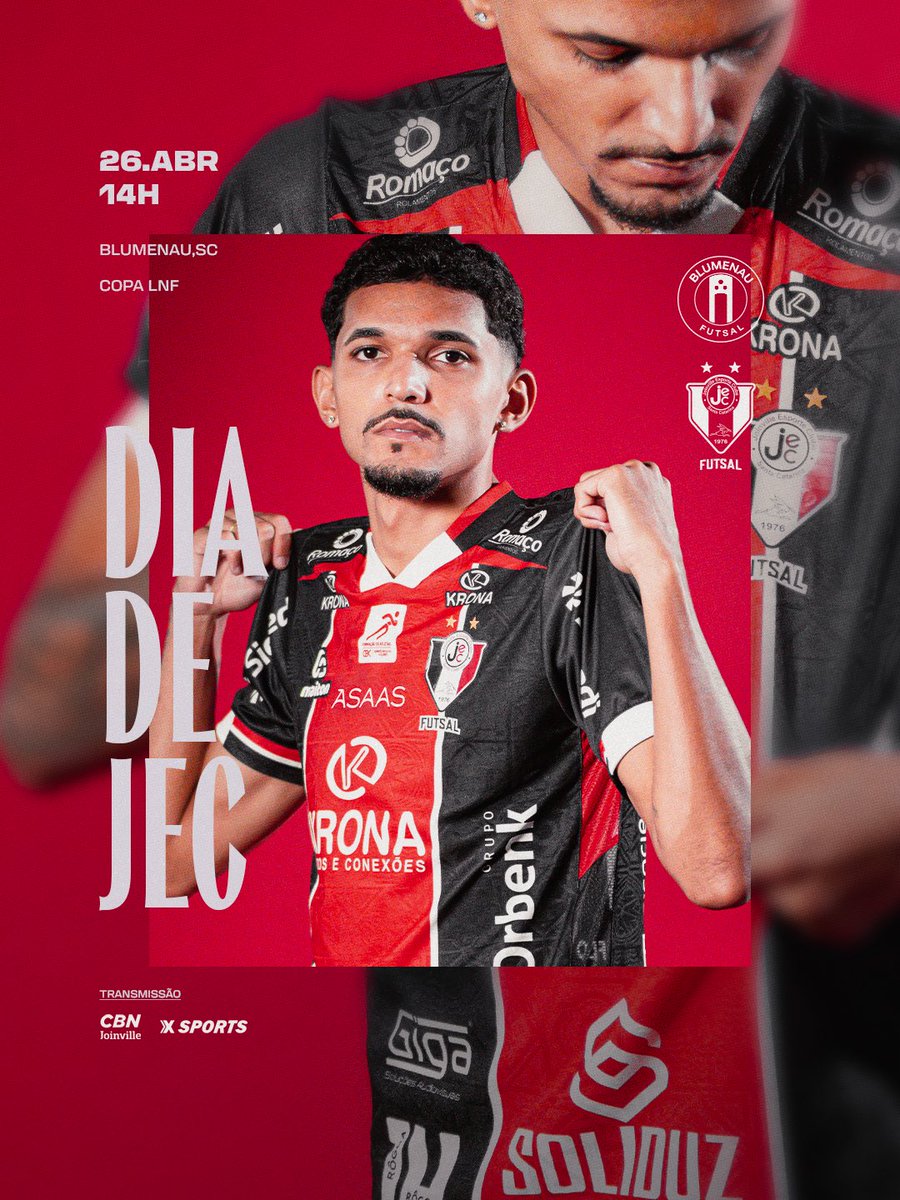 DIA DE JEC/KRONA FUTSAL! 🐰

🏆Copa da <a href="/lnfoficial/">Lucas Nascimento</a> 
🗓️ 26 de abril, domingo
⚽️ Blumenau x JEC/Krona
⏱️ 14h
🏟️ Ginásio do Sesi

Transmissão
🖥️ @xsports.brasil 
📻 CBN Joinville

#JECFutsal