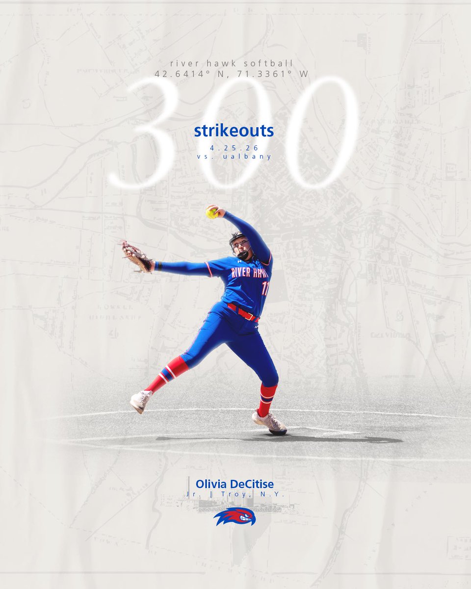 RiverhawkSB's tweet photo. Three hundred of ’em 😮‍💨

Olivia DeCitise keeps adding to the resume after reaching 300 career strikeouts yesterday against UAlbany

#UnitedInBlue https://t.co/dajueCSY6A