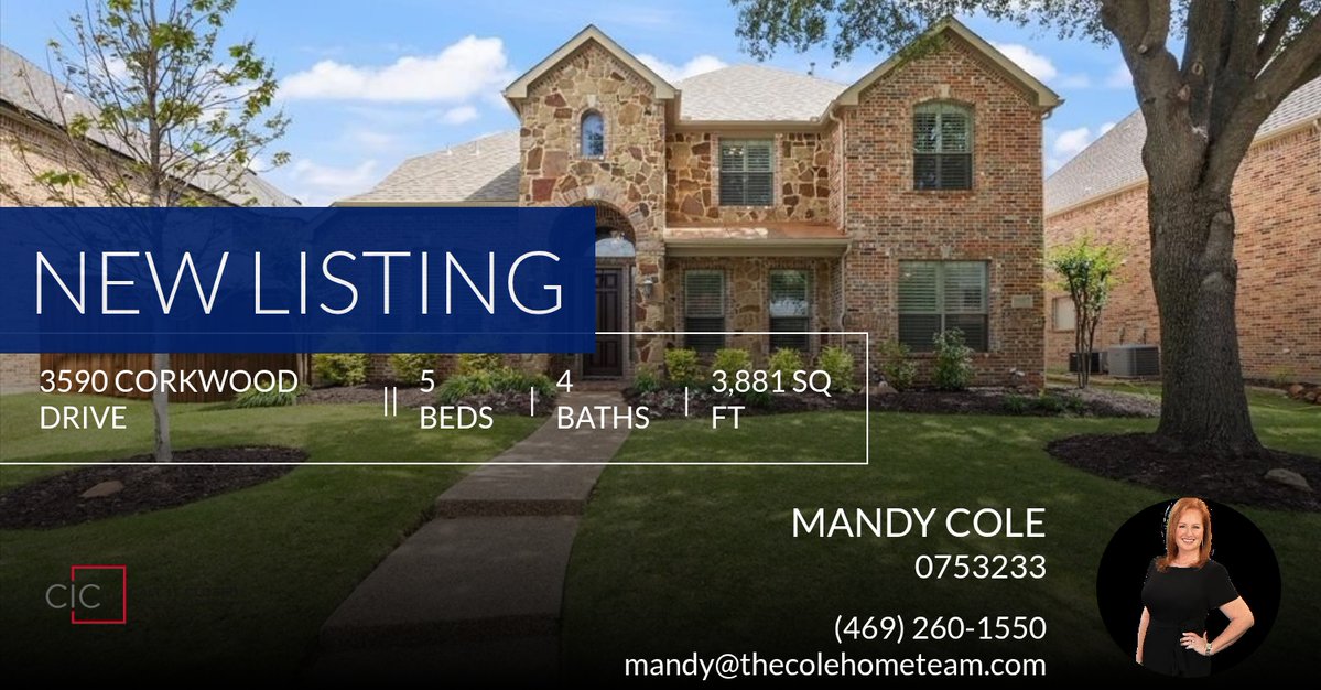 mandycole01's tweet image. 📍 New Listing 📍 Take a look at this fantastic new property that just hit the market located at 3590 Corkwood Drive in Frisco. Reach out here or at (469) 260-1550 for more information

Mandy Cole
The Redhead Realtor
#CIC #Call... homeforsale.at/3590_CORKWOOD_…