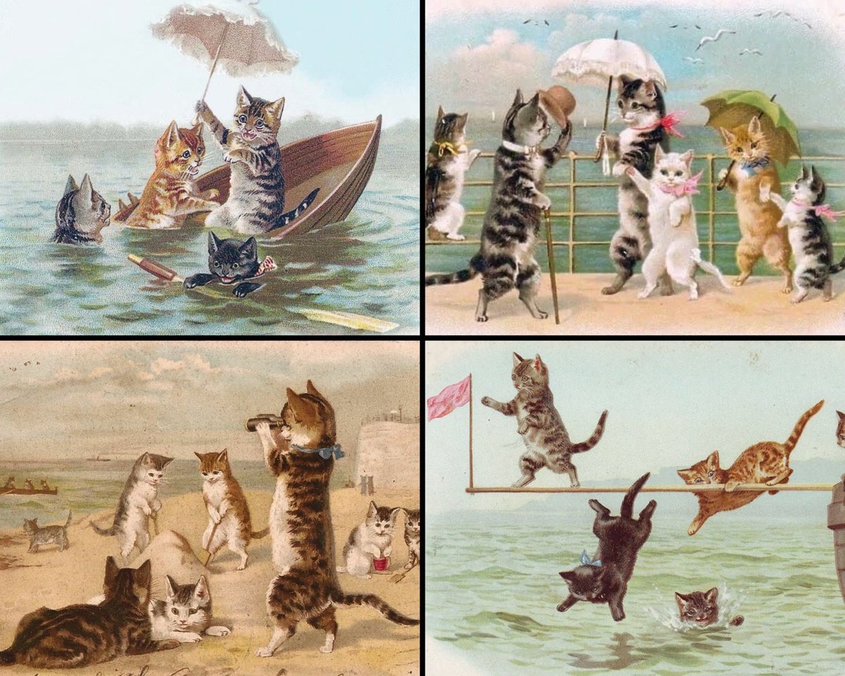 Cats enjoying life by the sea

(Victorian postcards)