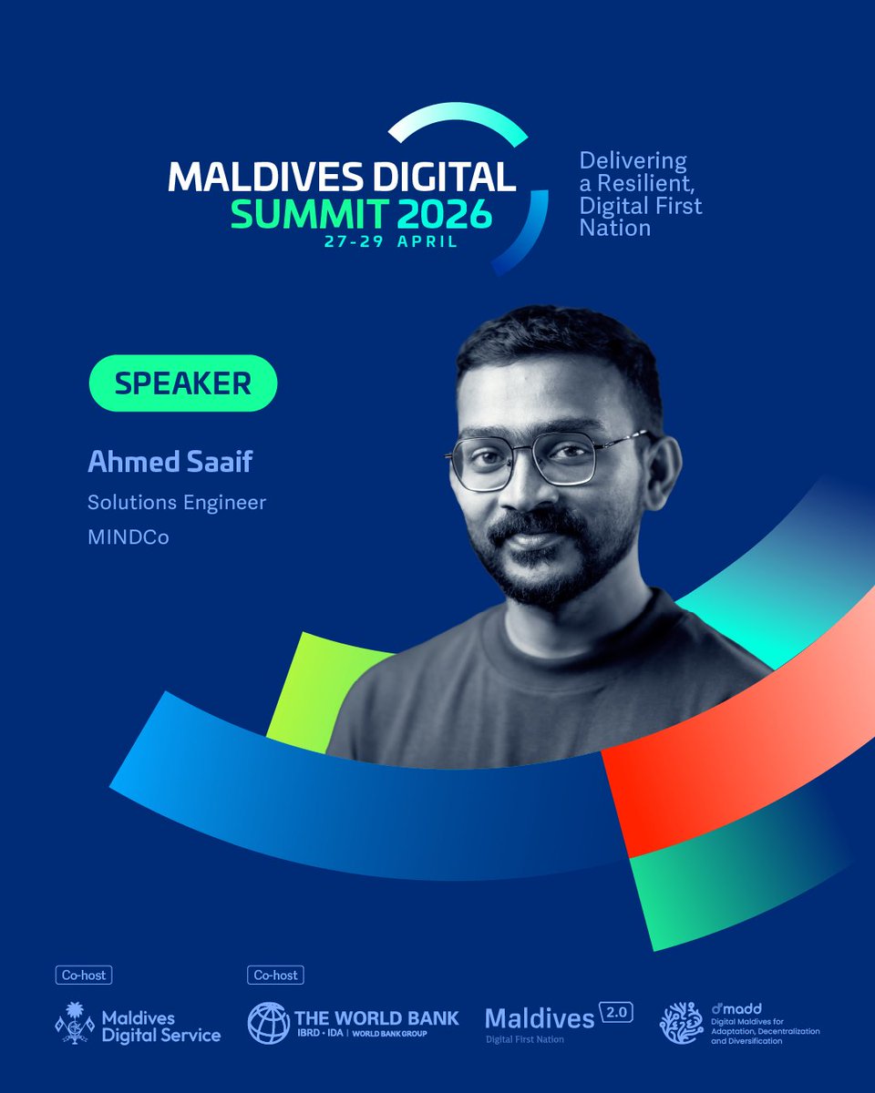 mdsgovmv's tweet photo. Introducing Maldives Digital Summit 2026, Speaker
Mr. Ahmed Saaif
Solutions Engineer
MINDCo
#Maldives2point0 #DigitalMaldives #MvDigitalSummit2026
@mindcomdv https://t.co/8HDmuijPB6