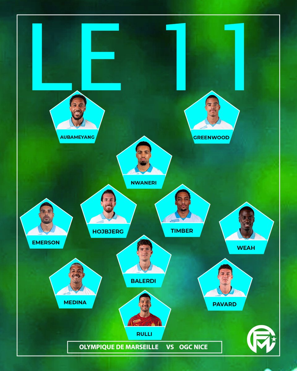 FCMarseille's tweet image. Avec l'absence de Traoré, le onze pourrait ressembler à ça... #Nwaneri #Medina #Timber #Greenwood #OMOGCN