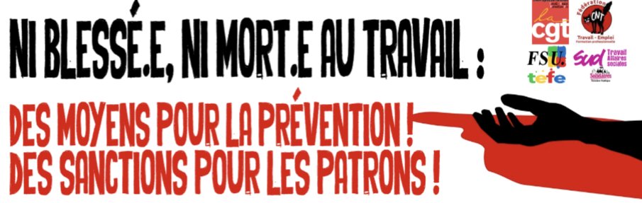 cgt_tefp's tweet photo. 28 avril : journée pour la santé et la sécurité au travail 
La CGT TEFP soutient tous les rassemblements prévus et sera notamment présente à Orléans contre la suppression de 5 postes d'inspecteur•trices du travail.
Des moyens pour la prévention, des sanctions pour les patrons ! https://t.co/UGUMFOdIYj