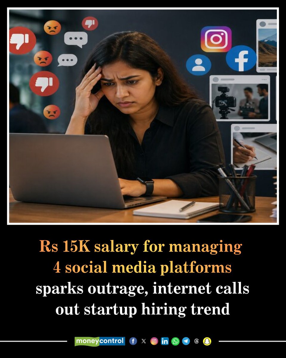 moneycontrolcom's tweet image. #Trends | A job listing offering a “Content Head” role at a monthly salary of just Rs 15,000 has triggered sharp reactions online, as conversations around underpaid work intensify in an increasingly competitive job market shaped by AI and startup culture.

Read More: