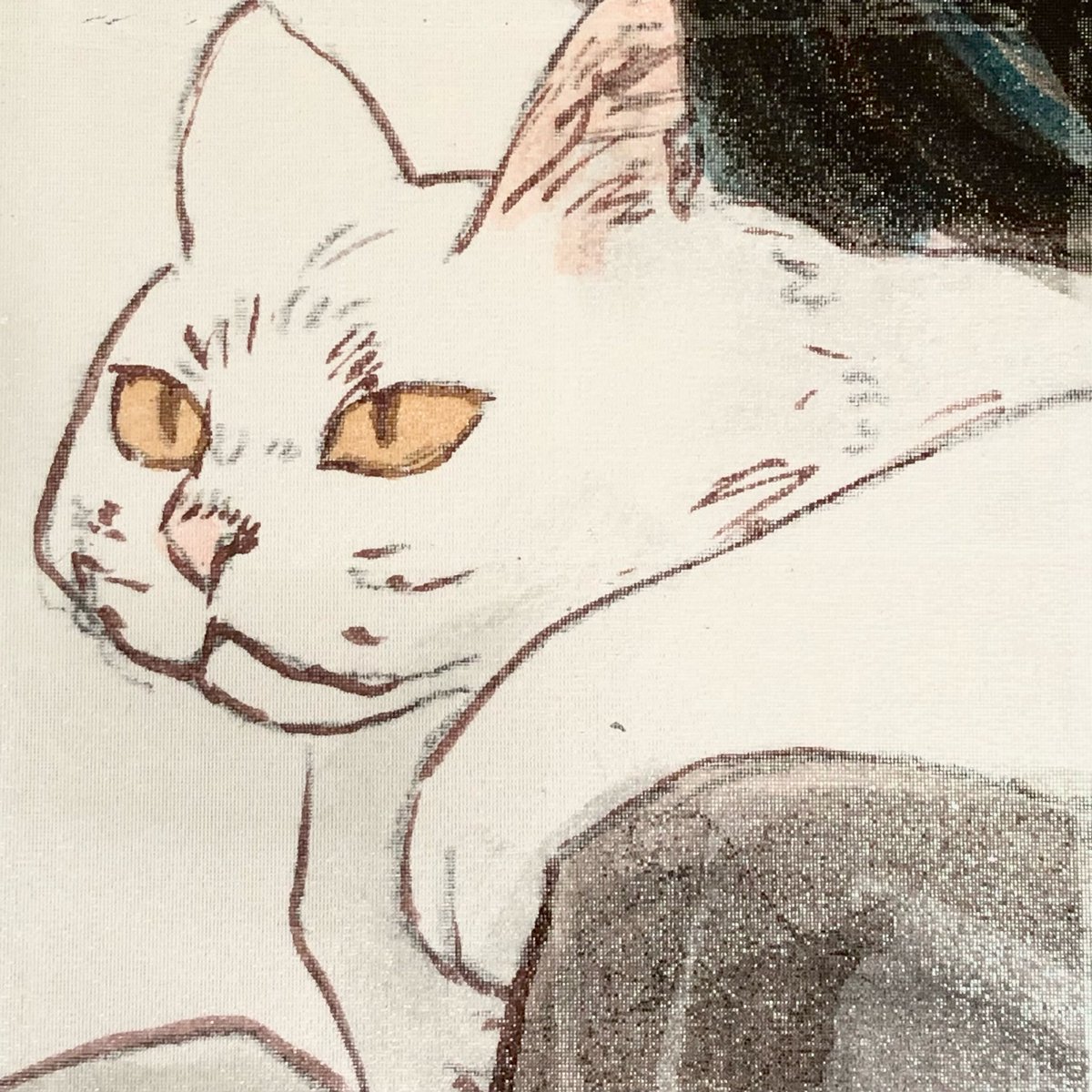 絹本肉筆画制作中 #ねこ #アート #デザフェス63