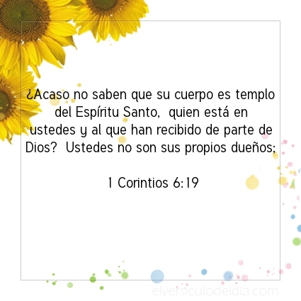 elversiculo's tweet image. ¿Acaso no saben que su cuerpo es templo del Espíritu Santo,  quien está en ustedes y al que han recibido de parte de Dios?  Ustedes no son sus propios dueños;  1 Corintios 6:19   #versiculodeldia #versiculobiblico #biblia