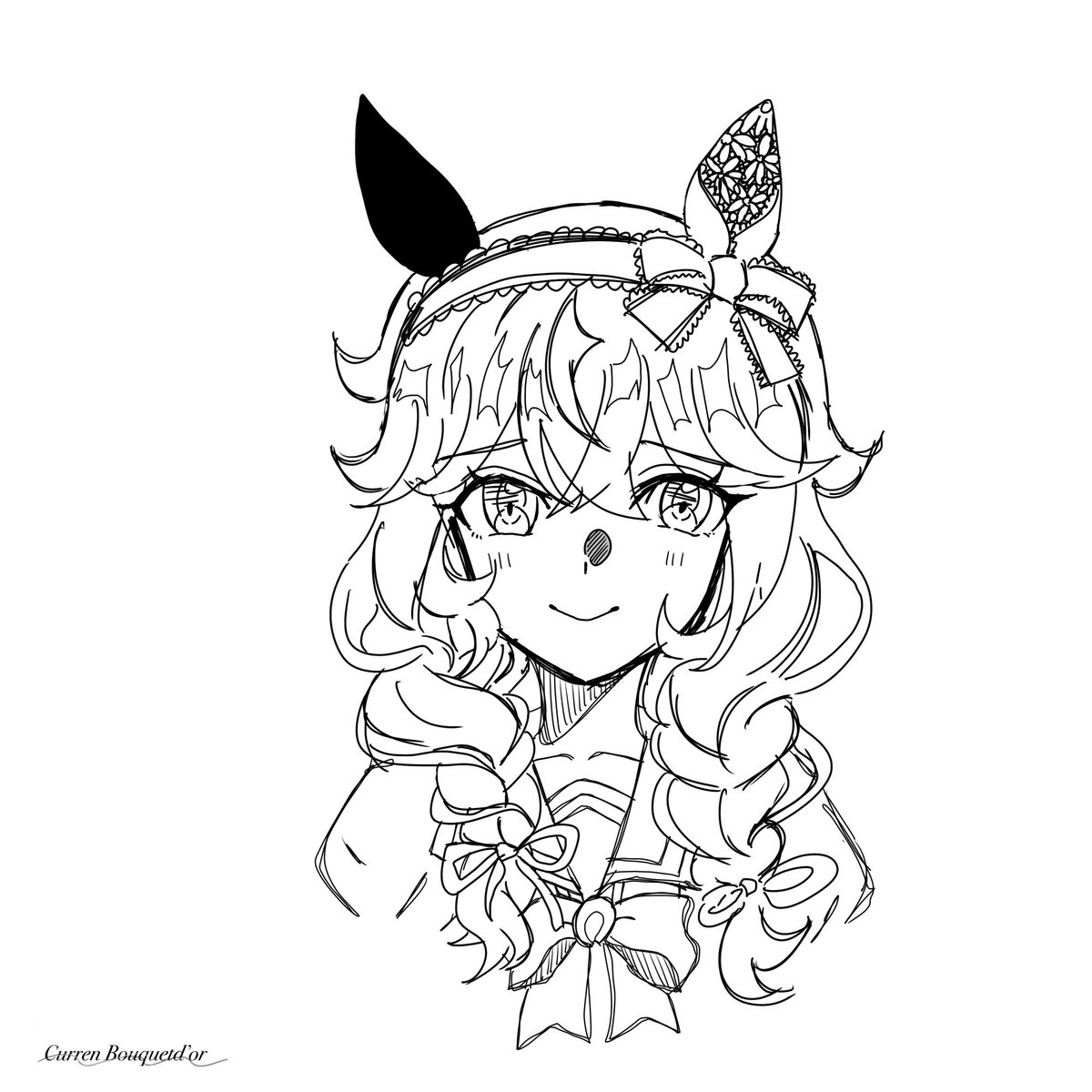 ウマ娘 手描きイラスト カレンブーケドール ブーケのお姫様 #ウマ娘 #カレンブーケドール