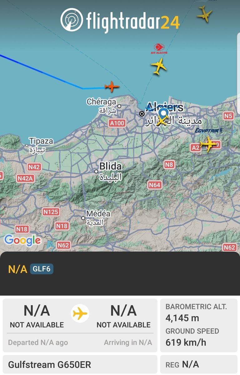 b737m's tweet image. #Chevron Corporation 
Gulfstream G650ER (GVI) 🇺🇸
N1901G
Departed from #Dallas Fort Worth Int Airport 🇺🇸
Heading to #Algiers Int Airport 🇩🇿

.