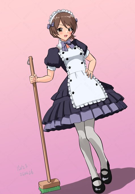 #週末ガルパンお絵描き120分一本勝負 #週末ガルパンお絵描き120分一本勝負20260426 お題「操縦手」でアヒルさんチームの忍ちゃん! 120分ならメイド服行けるかと思いましたがギリギリでした。