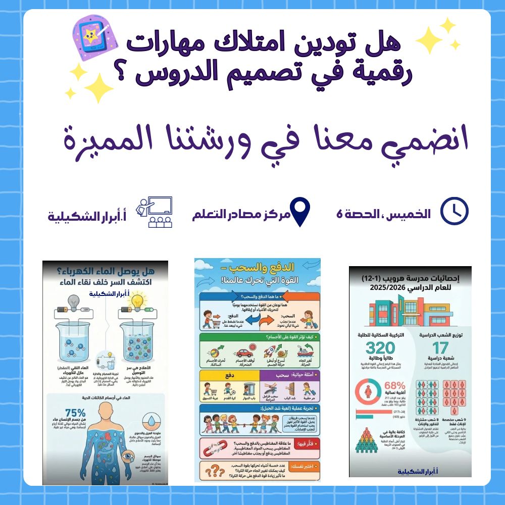 Harweeb1's tweet photo. #تعليمية_ظفار 
#تعليم_مستدام 
قدمت المبدعة أ. أبرار الشكيلية  معلمة المجال الثاني ورشة عمل حول تطبيق Google Notebook LM 💫💥 https://t.co/MbqM1EpOBX