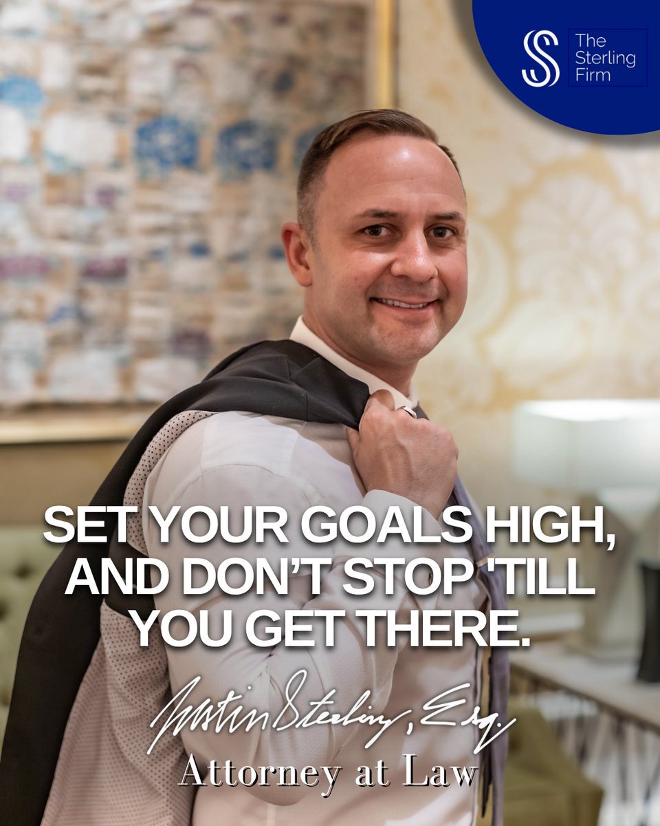 TheSterlingFirm's tweet image. Set your goals high, and do not stop until you reach them. Discipline and consistency always win. ⚖️

📞 Call/Text (310) 498-2750

#TheSterlingFirm #Motivation #GoalSetting #justinsterlingesq