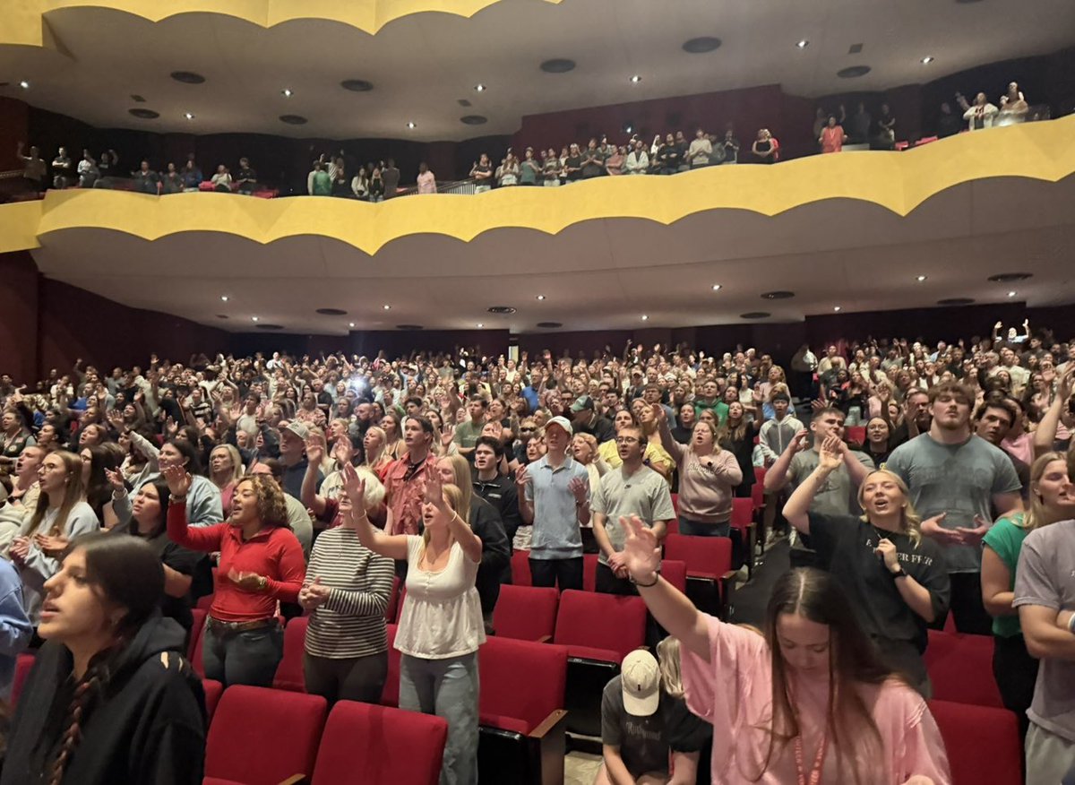 tomfornd's tweet photo. UND senior Max Eriksrud, fulfills four-year goal bringing community together with a Christian revival at the Chester Fritz! Way to go Max! https://t.co/O2BI7S4mJc