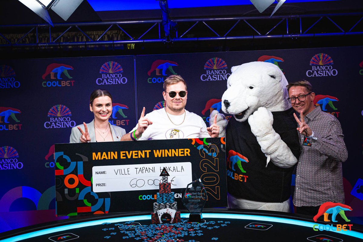 CoolbetOpen's tweet photo. Coolbet Open 2023 - Bratislava Edition delivered a big one.

Ville Tapani Hakala turned a won package into the title 🏆, taking €60,000 back to Finland 🇫🇮
He defeated Maged Aziz heads-up, who finished 2nd for €38,690 🇦🇹

#CoolbetOpen #PokerFestival #Coolbet #Bratislava https://t.co/W67Qcp4bJK