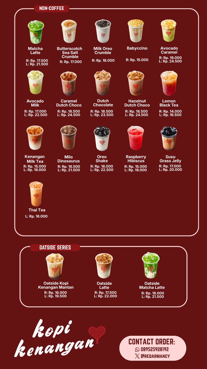 MALEMMM aku masih open yaa yang mau ngopi bisa jasdor fore kopken di aku ajaa 🤧💖 menu lengkap ada di pinned tweetku yaa! 

For order bisa langsung chat ke wa.me/6289525928192 ajaa yaa fastresp kokk 🤗🤗

#zonauang #zonajajan jasa order fore kopi kenangan murah