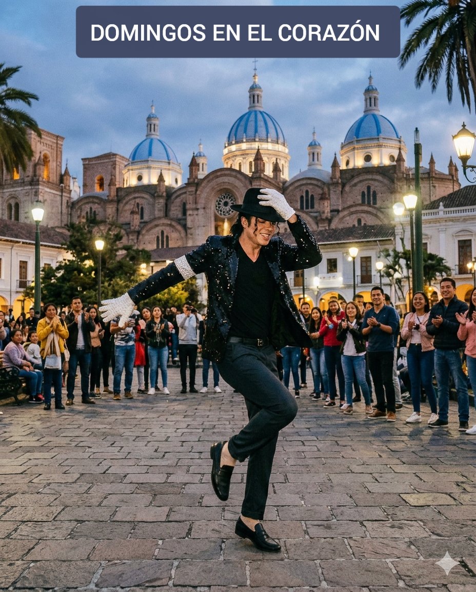 VicenteRommelEC's tweet photo. ¡TU DOMINGO TIENE CORAZÓN! ❤️📻
​Lo mejor de la música, noticias y deportes. Hoy, un guiño al Rey del Pop con 2 clásicos imperdibles. ⚽🎶🕺
​🕒 14 a 17h00. 
📻 @tomebamba
🌐 https://t.co/85Xy2U3iff
​#Ecuador #Cuenca #DomingosEnElCorazón #MichaelJackson VRBB 📷 IA https://t.co/jUmUmLukbv