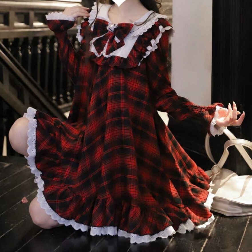 赤い木苺のガーリーチェックワンピース💕