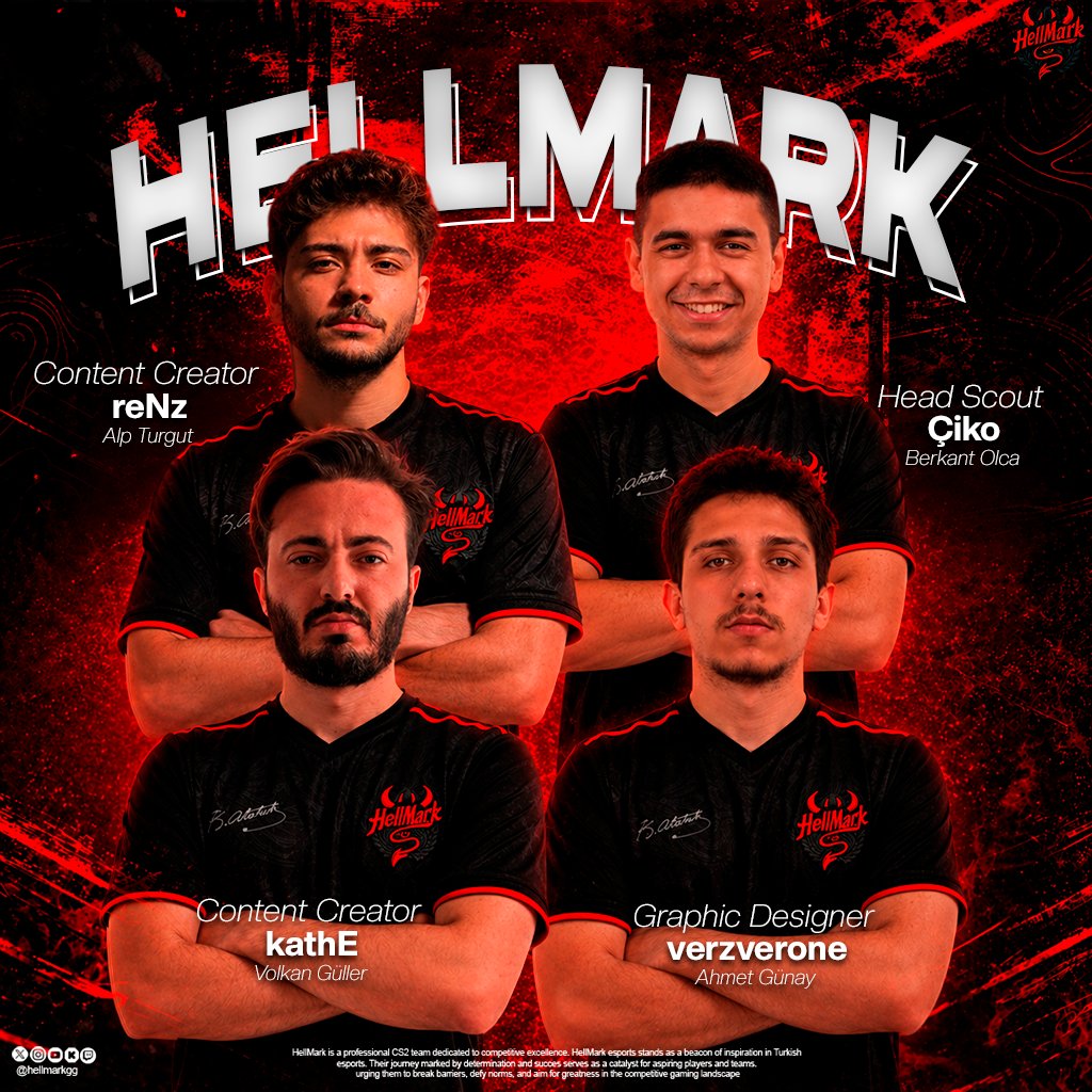 hellmarkgg's tweet photo. Ekibimizi genişletmeye devam ediyoruz
🛑Alp "reNz" Turgut (Content Creator)
🛑Berkant "Çiko" Olca (Head Scout)
🛑Volkan "kathE" Güler (Content Creator)
🛑Ahmet "verzverone" Günay (Graphic Designer)
#hellmarkgg https://t.co/Q3Ux7Pnl5m