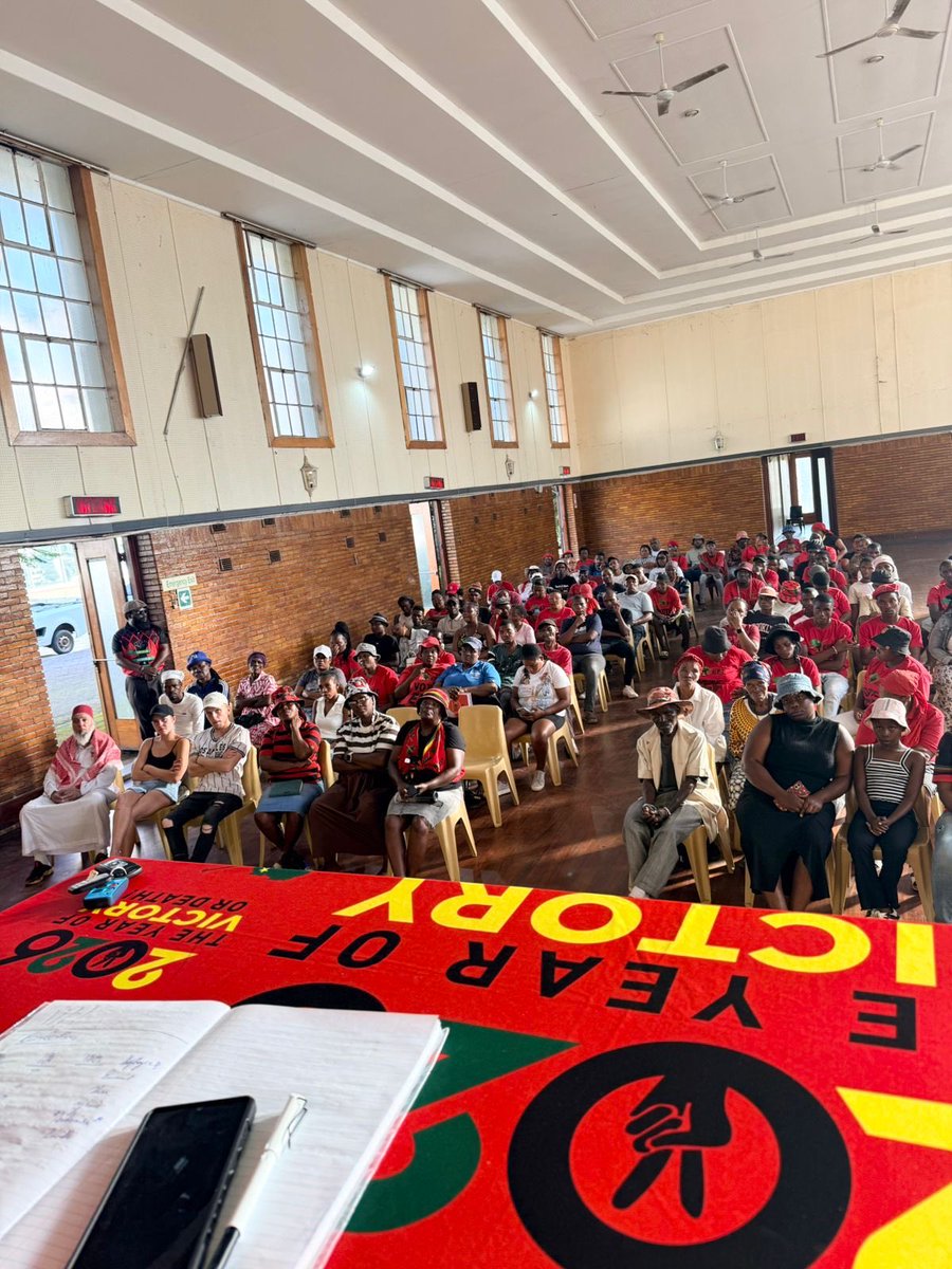 muzikhoza58's tweet image. The EFF Deputy President and Convener of Mbombela Subregion, @GardeeGodrich addressing Emjindi Zone, Mbombela Ground Forces Forum at Town Hall. 

#RegisterToVoteEFF  In The 2026 Local Government Elections On The Following Link: registertovoteeff.org.za