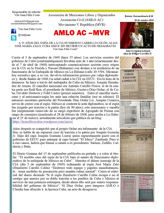 vietjuan's tweet image. La fascista @MaruCampos_G  sigue los pasos del nefasto Humberto Carrillo como  agente de la #CIA México aún le debe una disculpas a la heroica #Cuba.