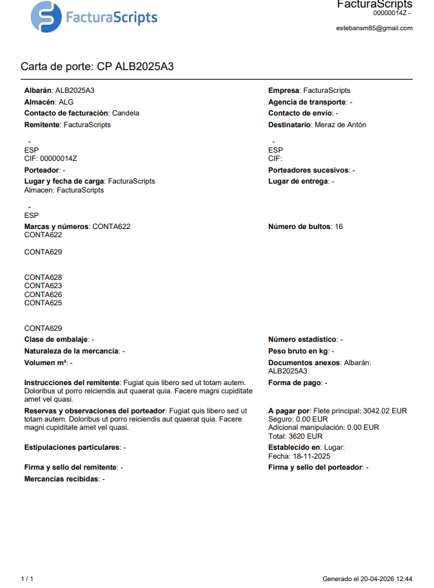 facturascripts's tweet image. Disponible versión 1 del plugin CMR: crea y gestiona cartas de porte desde albaranes, auto relleno de datos, edición y exportación PDF bilingüe. Enlace directo en albaranes.

facturascripts.com/publicaciones/…

#FacturaScripts #CMR #logística