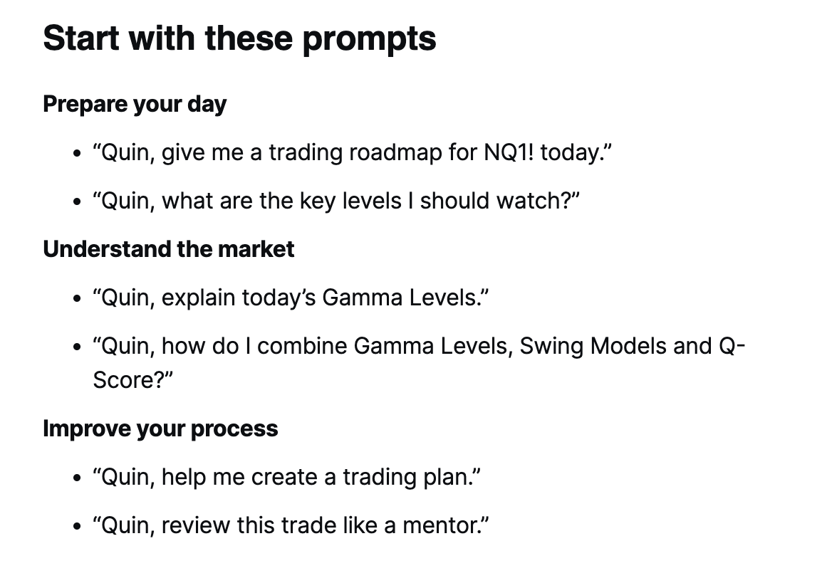 MenthorQpro's tweet photo. Next 30 days Use QUIN as your personal trading mentor.

Start with these prompts 👇 https://t.co/tOT7hiS40h