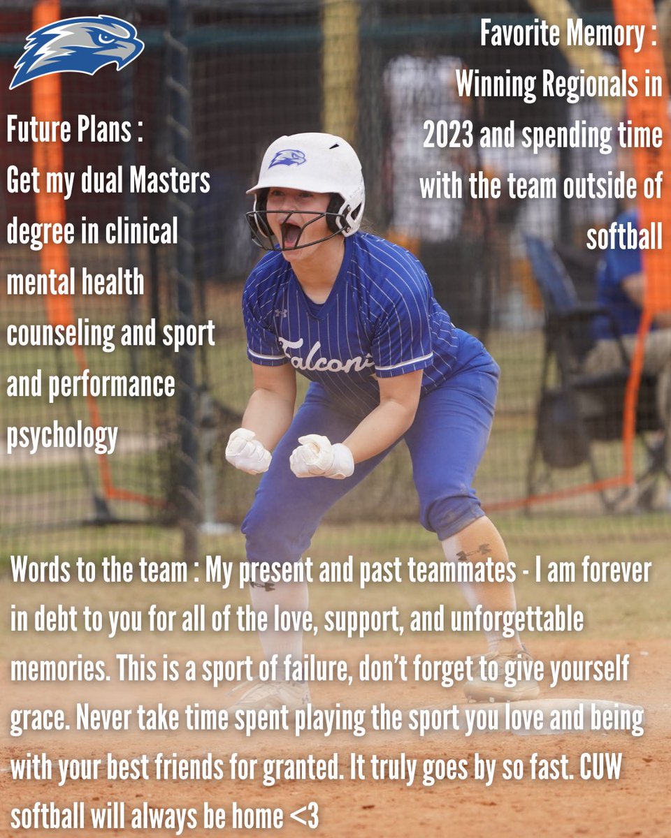 CUW_SB's tweet photo. Our first senior we are celebrating is #1, Julia Moker!!

Mokey, thank you for blessing this Falcon family with your goofiness and your determination for the last 4 years💙💙 https://t.co/xfmAYzwIqR
