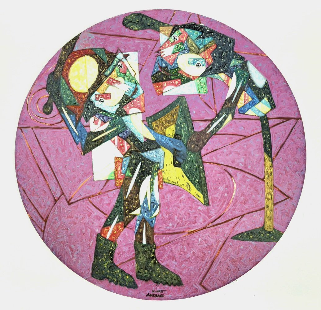OnayAkbas's tweet photo. 2005 ' " Manifestation/ Gösteri " - Peinture à l'huile sur toile-Tuval üzerine yağlıboya - 2005 
80cm de diaemetre/ çap https://t.co/vYWaPQy47w