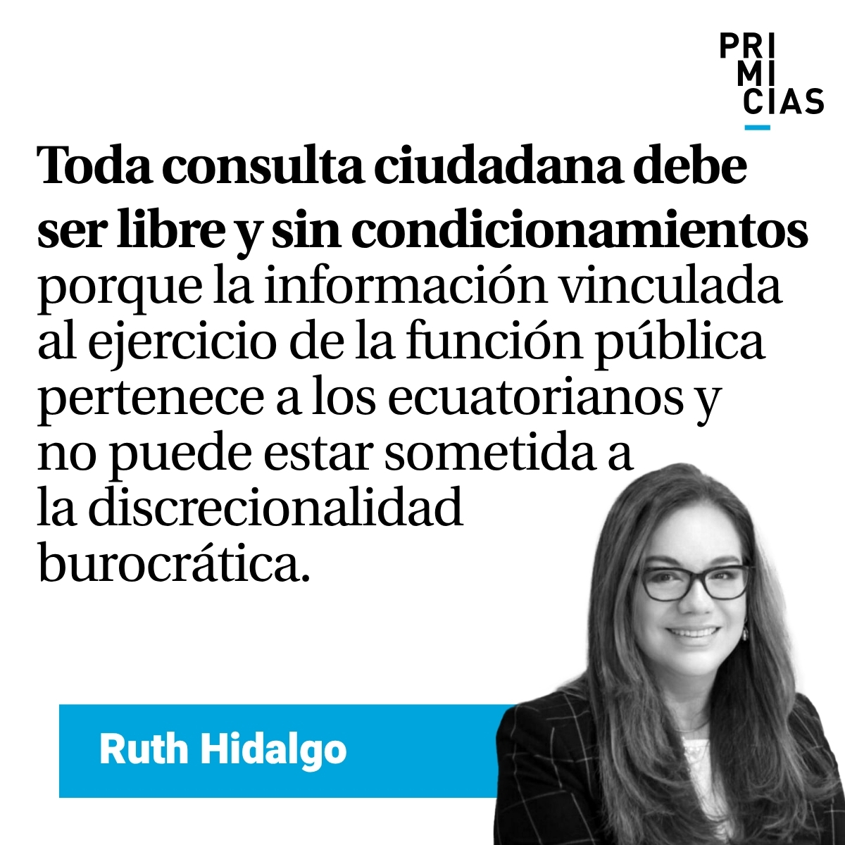 ‘El derecho de acceso a la información y la legitimidad institucional’. Lea la columna de Ruth Hidalgo (<a href="/RhidalgoPC/">Ruth Hidalgo</a>). prim.ec/rLXg50YPIB2