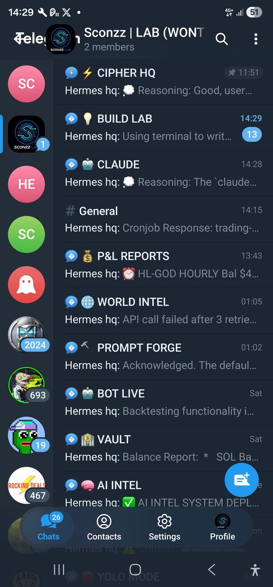 Sconzz_sol's tweet photo. Loving this #hermes agent. Running via tg on my s23 ultra crazy what it can produce. Anyone else using via mobile and any better set up? Also if any groups or whatever I can join. https://t.co/ezWS646aTr