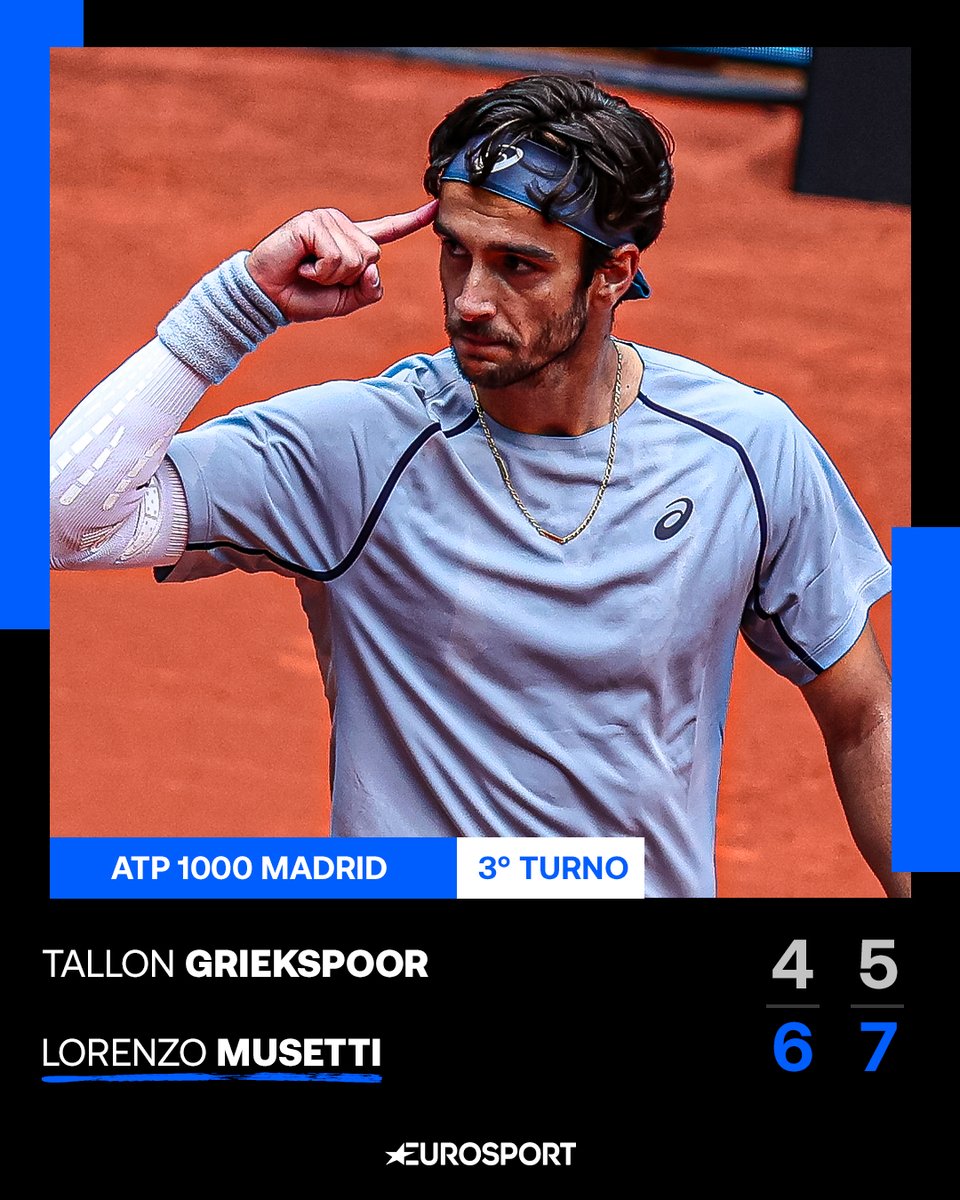 Eurosport_IT's tweet image. MUSETTI VOLA AGLI OTTAVI 💪

Ottima prestazione del tennista italiano che vince in due set contro l’olandese Griekspoor: ora Musetti agli ottavi affronterà Lehecka ✅

#Tennis #Madrid #Musetti