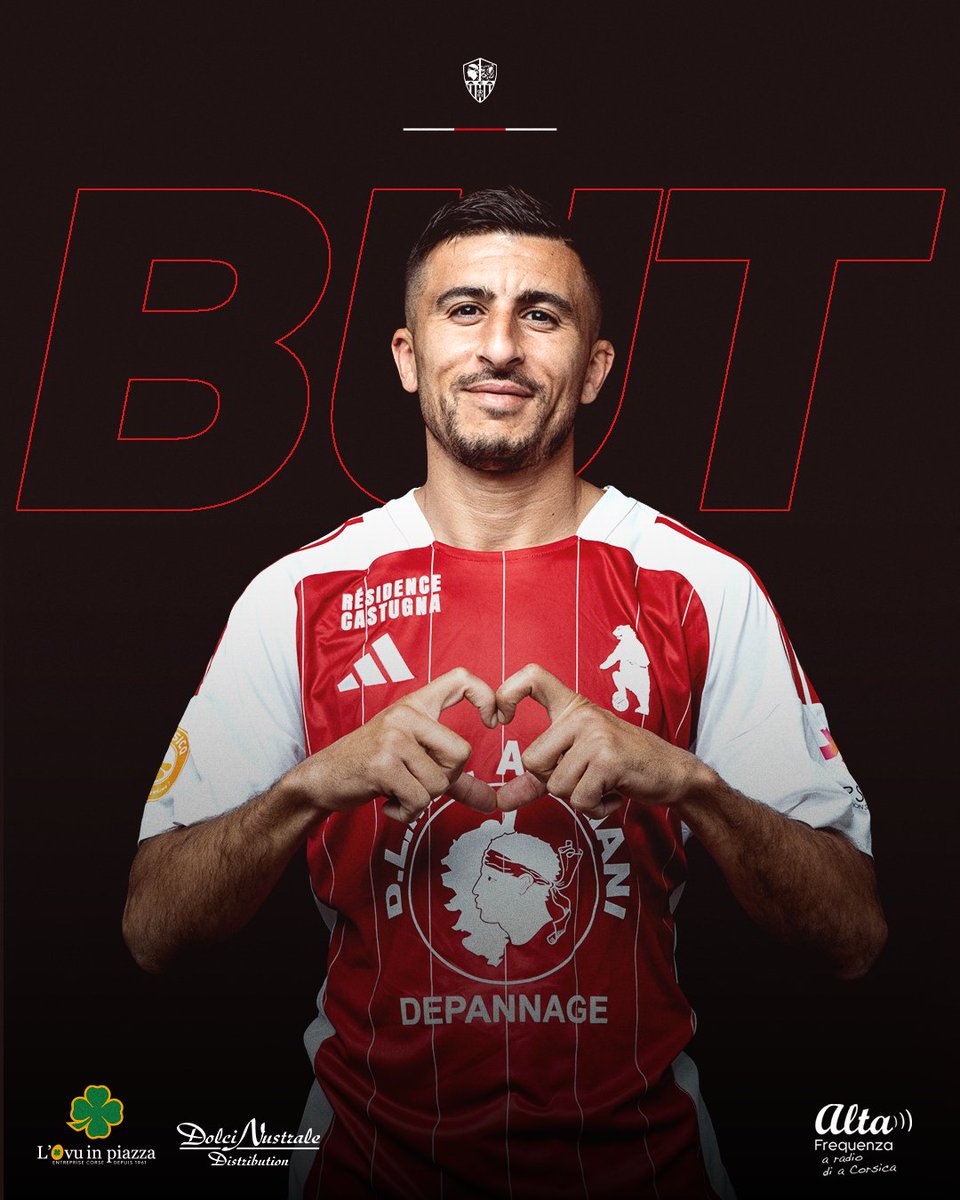 ACAjaccio's tweet photo. Ouverture du score de Riad Nouri qui joue aujourd'hui son 300ème match en Blanc et Rouge ❤️🤍 

1-0 https://t.co/TytIn5TIKb