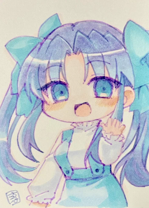 1366日目のアナログイラストはONE.の川名みさき先輩ツインテールアレンジです。