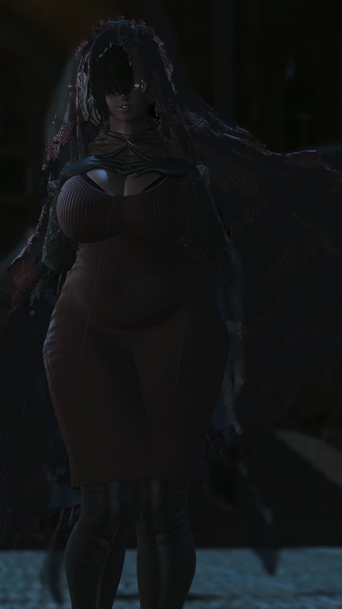 bigmunsbuns's tweet photo. Zhele, based off the Stygiomedusa gigantea, can "get bigger" and "likes to hug". 

More accurate proportions here. I didn't know the midlander idles stretched her. https://t.co/L1WXbEAg0L