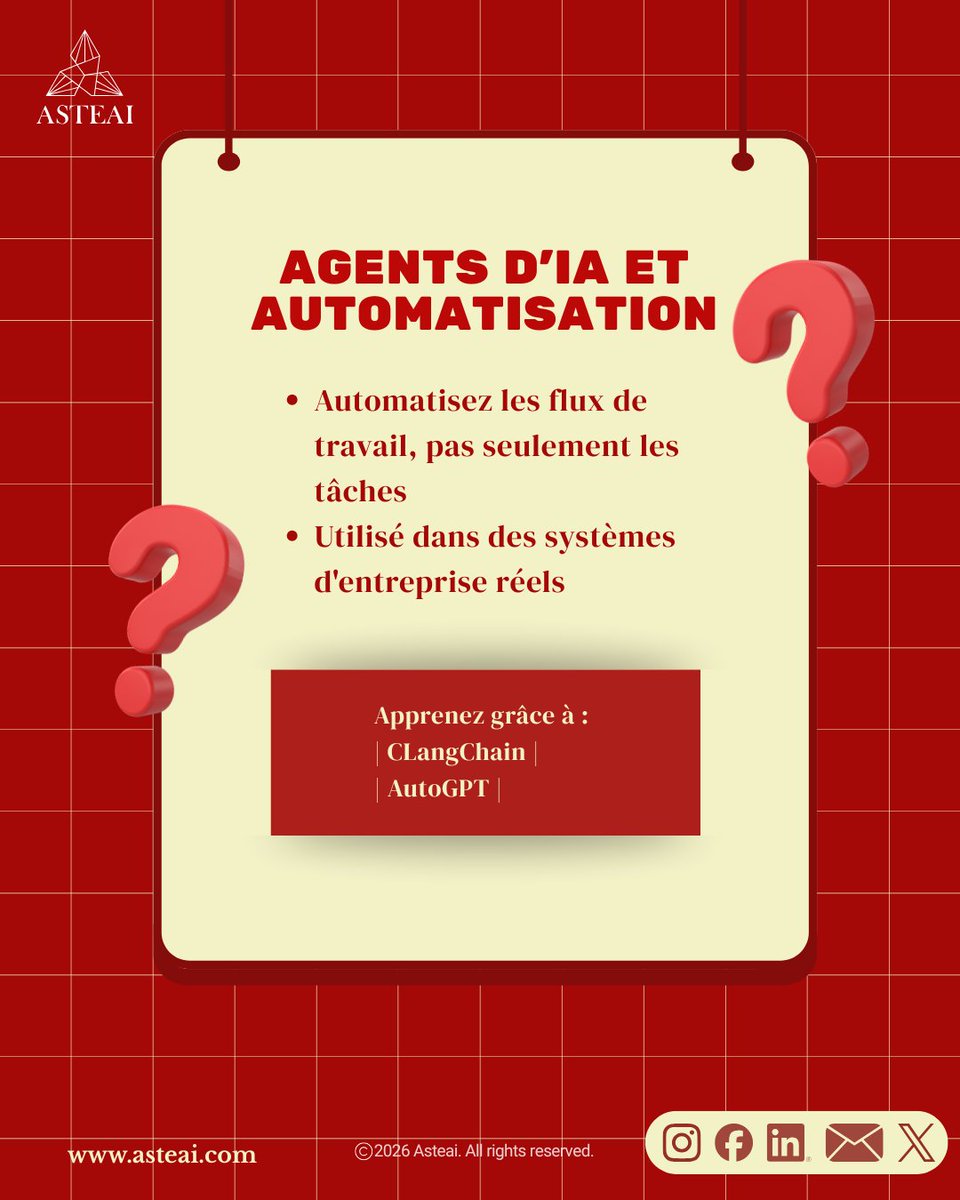 AsteAiAsteAi's tweet image. L’IA n’est pas une seule compétence — c’est un ensemble.
 Commencez avec les bonnes compétences en 2026 🚀
Enregistrez ce post pour rester en avance.
#AI #AICareers #FutureSkills #TechSkills #LearnAI #AsteAI