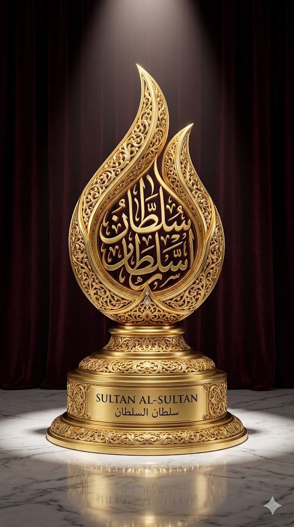 SULTAN__22__'s tweet image. 🔴 #برومبت 🔴 
درع الذهب المنحوت .. 

متابعيني الأعزاء شكراً لكم جميعاً 

وتستاهلون 

التصاميم على #Gemini

#البرومبت #prompt
 
👇🏼👇🏼

"
"A ultra-premium 3D golden trophy monument set against a luxurious dark burgundy velvet curtain backdrop. The monument features intricate Arabic