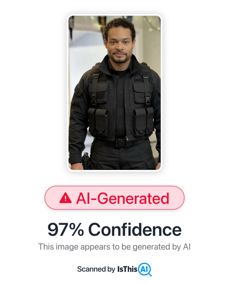 isthisai's tweet photo. @defense_civil25 That picture of him is AI 🔎 https://t.co/S7hdQk21FJ