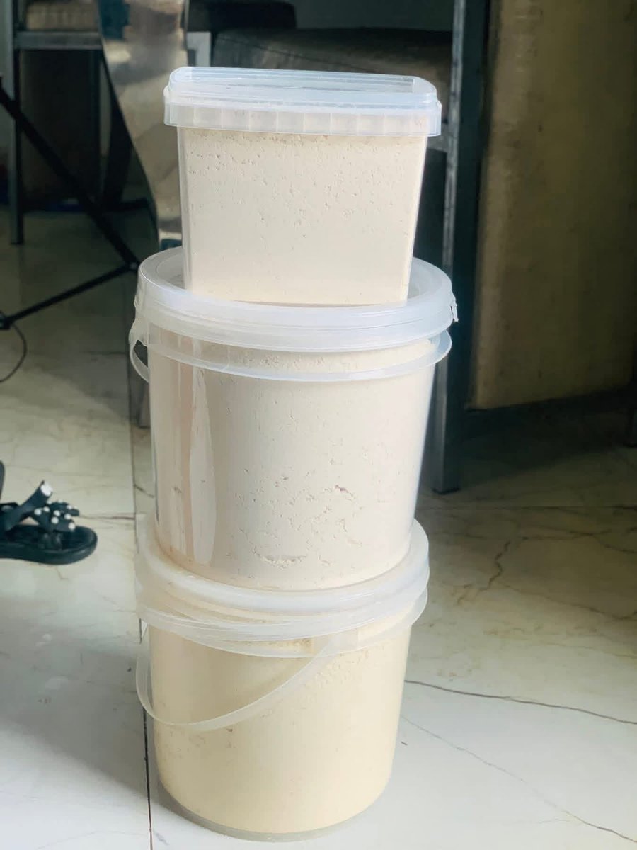 Lunevia_'s tweet photo. How I Make Dry Pap Without a Dehydrator or Oven, (i mean no gas and no electricity just the natural way)

This post is for those who keep asking how to preserve pap without a freezer or fridge, and for those who don’t have constant light in their area. This method is very simple and affordable

Step 1: Prepare the pap (the normal way)
Soak your grains for 3 days to ferment.
Grind and filter.
Allow it to settle, then transfer into pap bags.
Place heavy objects on top to drain out excess water.

You can use any pap combination you like: Single grain, Two grains, Three or more grains
I personally used my fortified pap recipe, which I’ve already shared in the post below.

Step 2: Cut and sun-dry
Once the pap is well drained (as shown in the picture), cut the wet pap into smaller pieces.
Arrange them on a clean trays. Take the trays outside to sun-dry….. cover with net to prevent flys, you can use the net you use in filtering the pap.

NOTE: Do not place trays on bare ground.
Raise them on a table, stool, bricks, or rack to prevent dust, sand, insects, or dirt from entering.

Step 3: Dry completely
Turn the pap pieces occasionally for even drying.
Dry until the pap is stone-dry and hard.
Mine took 2 full days to dry completely under the sun.

Step 4: Grind the dried pap into smooth powder using a commercial engine or grinder.
Allow the pap powder to cool completely before packaging.

Step 5: Package in airtight containers or sealed nylon and Store 

This method helps you:
Preserve pap without electricity
Reduce waste
Produce pap that lasts longer
Make pap in bulk for home or business

With this method, you can easily prepare pap for babies without needing a freezer, fridge, or electricity ⚡️. Just reconstitute with clean water and cook fresh whenever needed

I hope this helps someone today 🥰

Juliet igwe