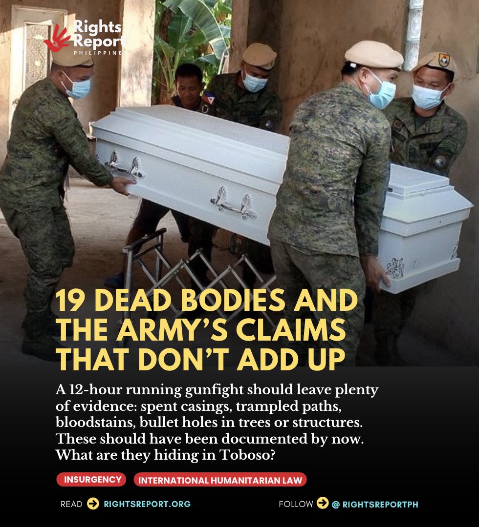 carloshconde's tweet photo. 19 Dead Bodies and the Army’s Claims That Don’t Add Up

A 12-hour running gunfight should leave plenty of evidence: spent casings, trampled paths, bloodstains, bullet holes in trees or structures. These should have been documented by now. 

https://t.co/vunDnXIY1B https://t.co/hZ4u7bAAT4
