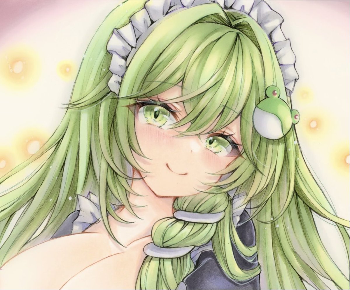 2424yume's tweet photo. メイド衣装早苗さん✨
下は載せられないのでお顔のみ🌟 https://t.co/OZdAG7lKhs
