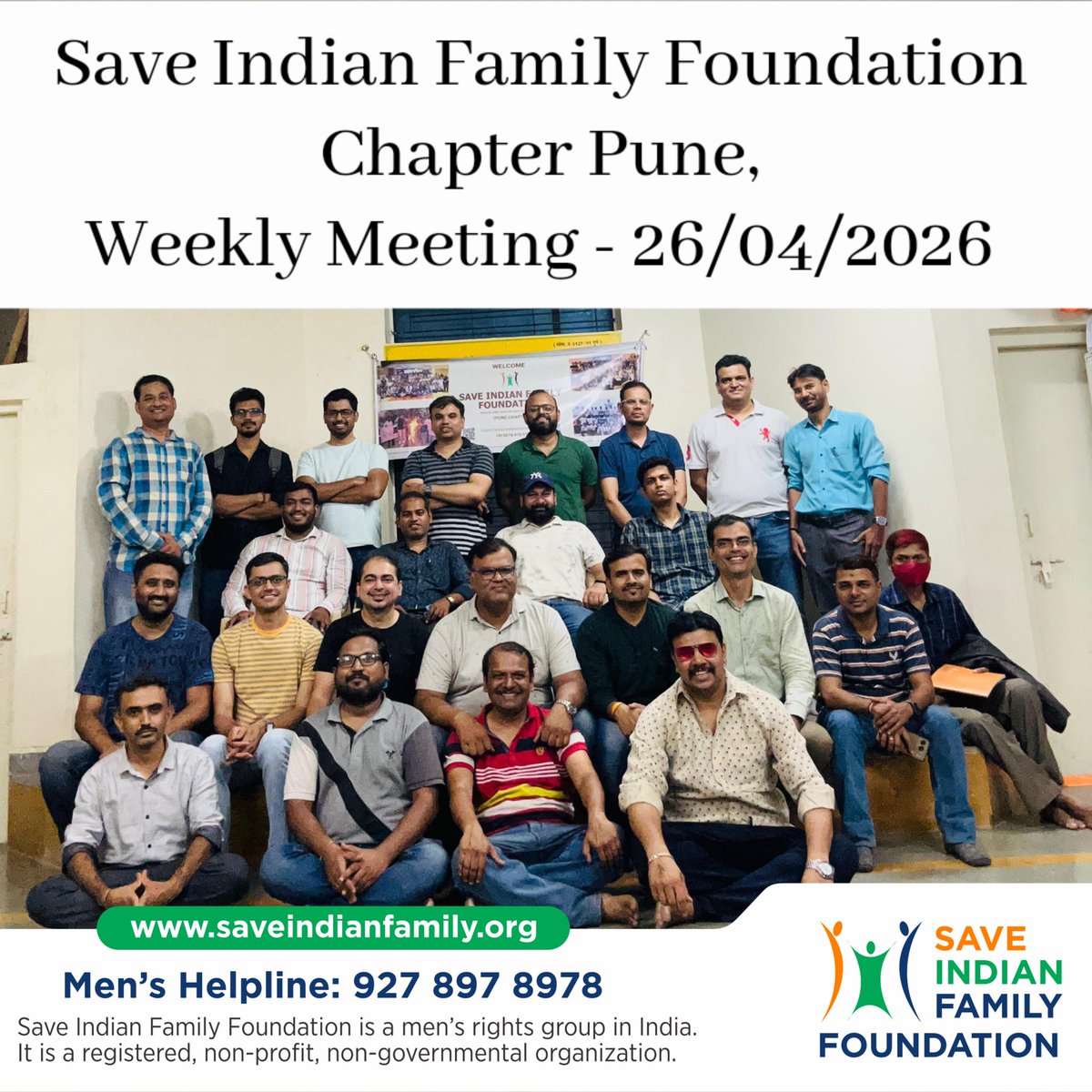 <a href="/realsiff/">SIFF - Save Indian Family Foundation</a> 𝐒𝐮𝐧𝐝𝐚𝐲 𝐀𝐜𝐭𝐢𝐯𝐢𝐭𝐢𝐞𝐬
𝐒𝐚𝐯𝐞 𝐈𝐧𝐝𝐢𝐚𝐧 𝐅𝐚𝐦𝐢𝐥𝐲 𝐅𝐨𝐮𝐧𝐝𝐚𝐭𝐢𝐨𝐧
𝐒𝐈𝐅𝐅 𝐀𝐜𝐭𝐢𝐯𝐢𝐬𝐦 &amp; 𝐏𝐞𝐫𝐬𝐨𝐧𝐚𝐥 𝐂𝐚𝐬𝐞 𝐃𝐢𝐬𝐜𝐮𝐬𝐬𝐢𝐨𝐧 26/04/2026 (𝐒𝐮𝐧𝐝𝐚𝐲) 𝐏𝐮𝐧𝐞, 𝐌𝐚𝐡𝐚𝐫𝐚𝐬𝐡𝐭𝐫𝐚.
#Pune
#SIFFwithMen
#SaveIndianFamilyFoundation