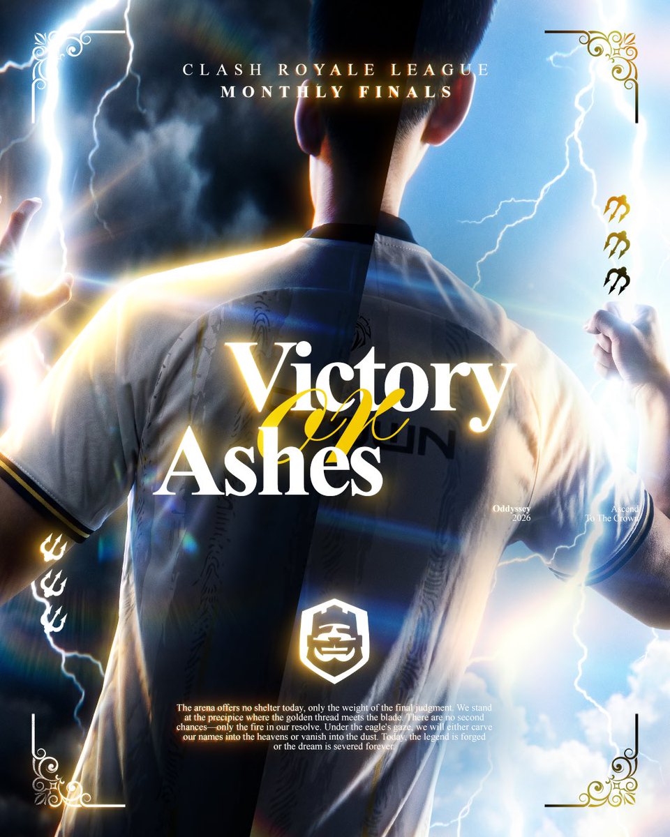 Oddyssey_offcl's tweet photo. The temple gates have opened.

After the trials of the arena, only the summit remains.

@KickAshCR Good luck today 🏛️

Ascend to the Crown.
Claim the Throne. 👑

⚔️ #CRL2026

#ClashRoyale #MonthlyFinal #EmpireOfWarriors #CRL https://t.co/SUxZNoeGTS